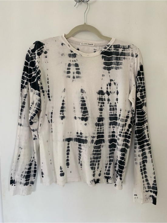 Reformation Tops - Reformation Black & White Tie-Dye Long Sleeve Crewneck Organic Cotton Small